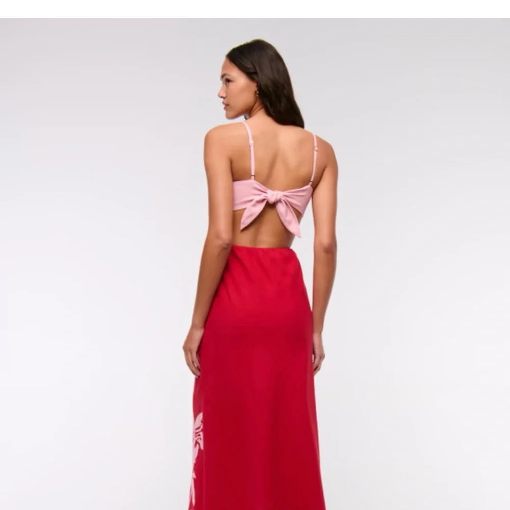Abercrombie & Fitch Pink and Red Cutout Floral Maxi Dress